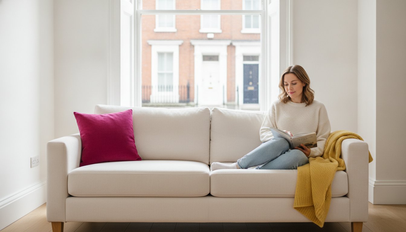 Immaculate light sofa in an elegant Dublin living room